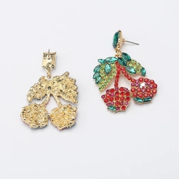 Cherry Statement Jewel Earrings NWT - Picture 2 of 4